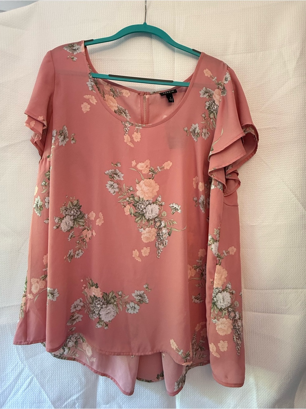 Torrid Dusty Rose Floral Ruffle Sleeve Blouse